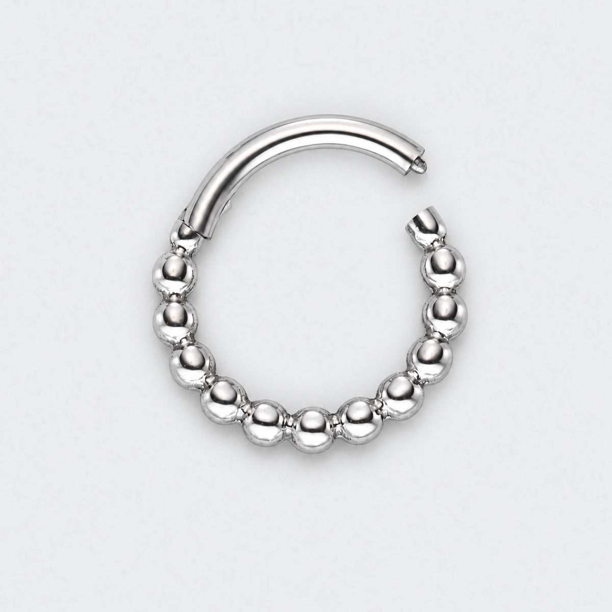 Cluster of Beads Hinged Segment Hoop Ring in Silver - Titanium
