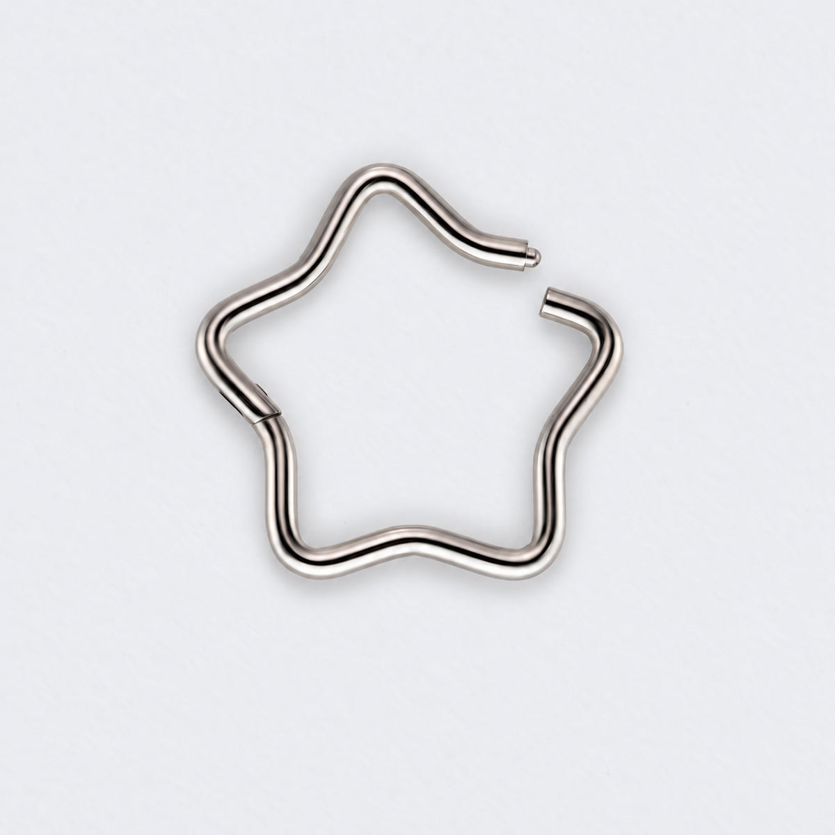 Star Shape Hinged Segment Hoop Ring in Silver - Titanium