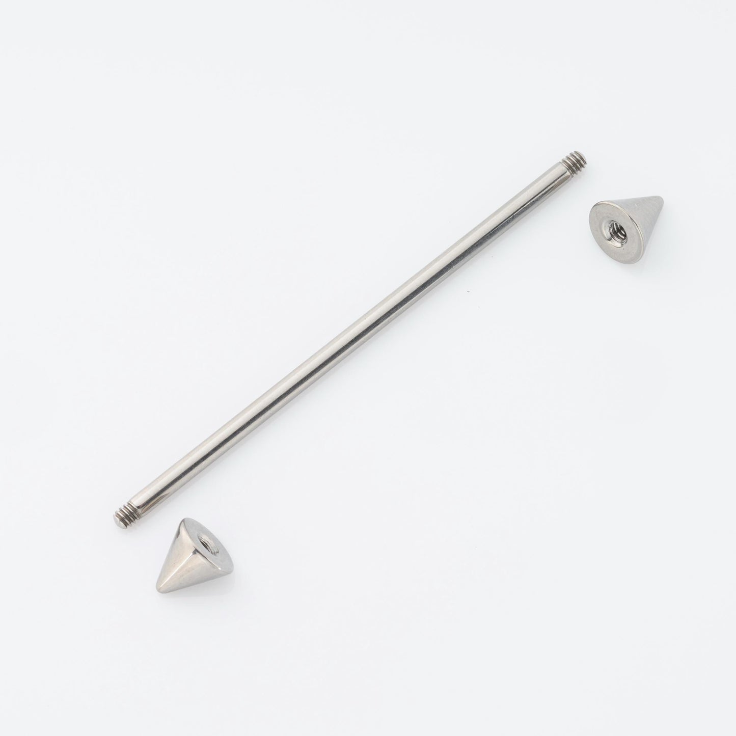 Barbell with Spike End Industrial Barbell in Silver - Titanium
