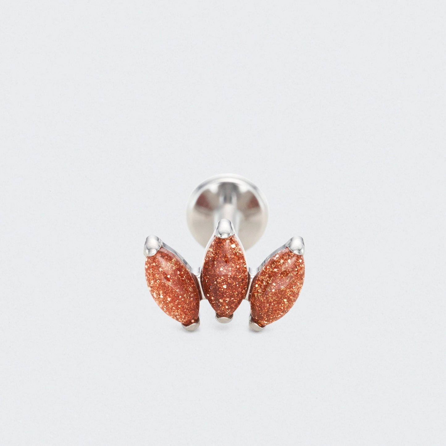 Triple Marquise Brown Sandstone Labret in Silver - Titanium