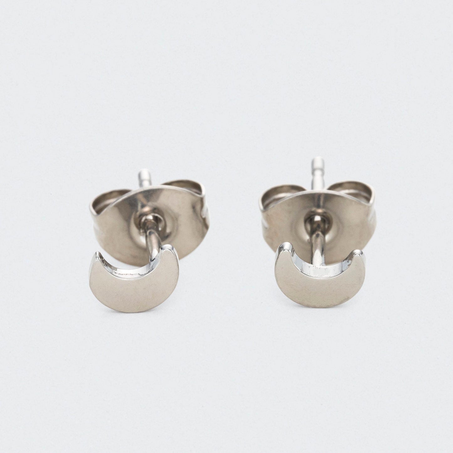Crescent Earrings in Silver - Titanium