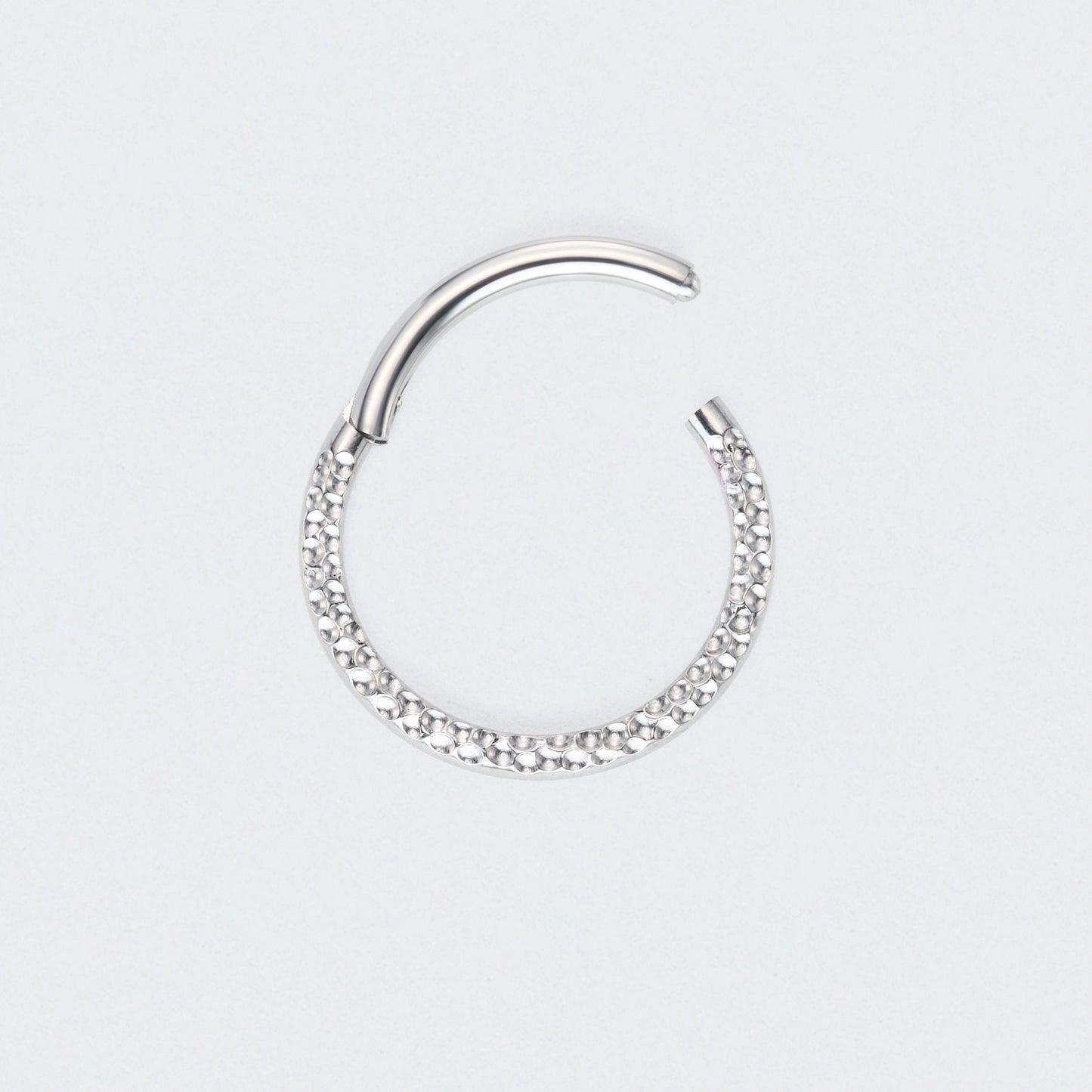Front Face Cut Hinged Segment Ring in Silver - Titanium