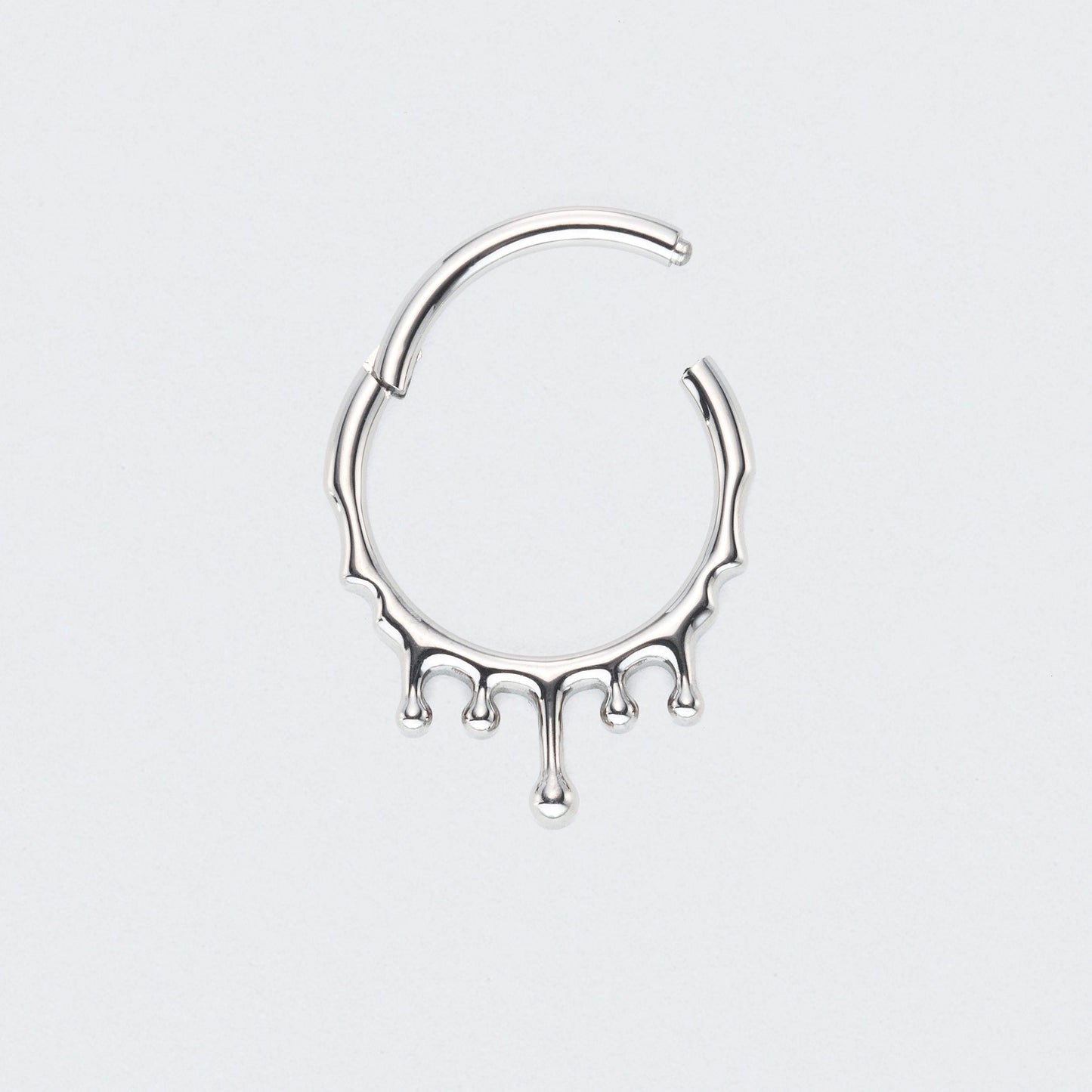 Drip Hinged Segment Hoop Ring in Silver - Titanium