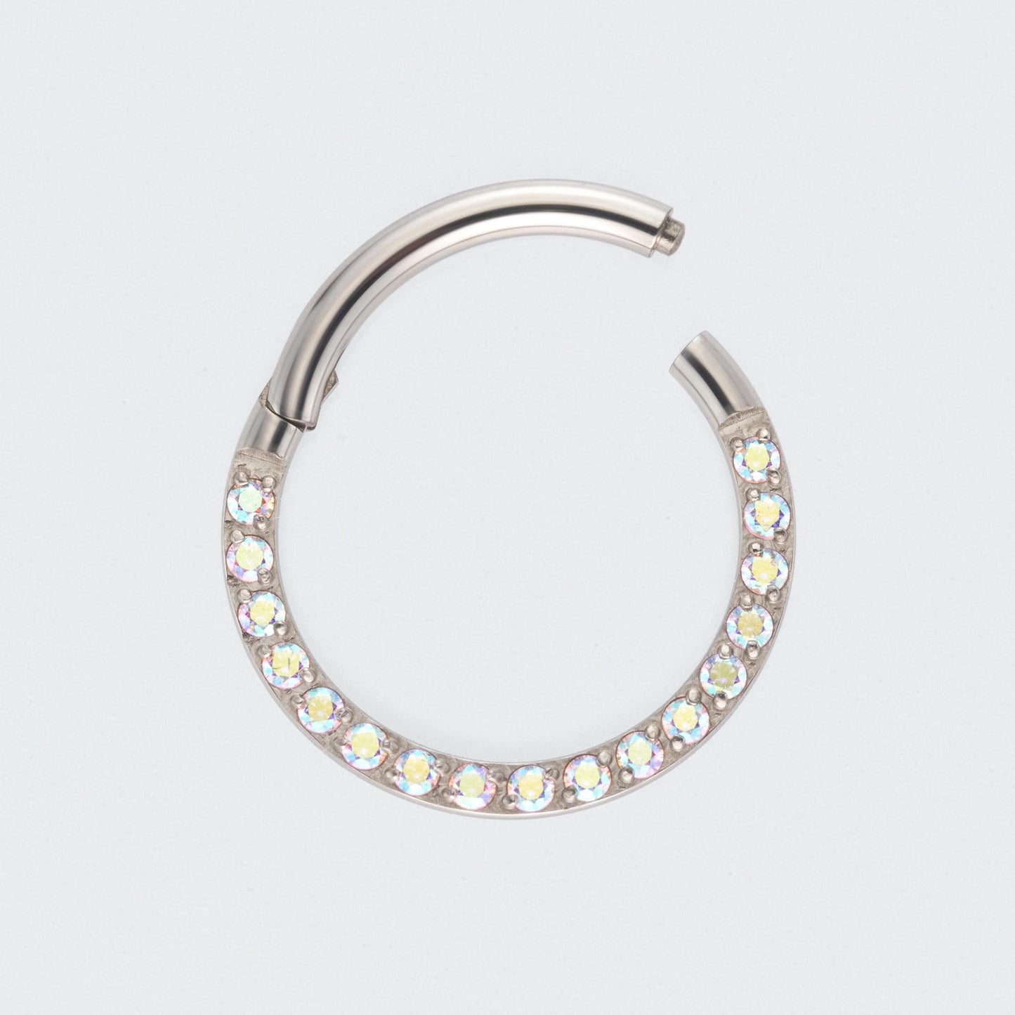 Aurora CZ Front Facing Segment Clicker Ring in Silver - Titanium