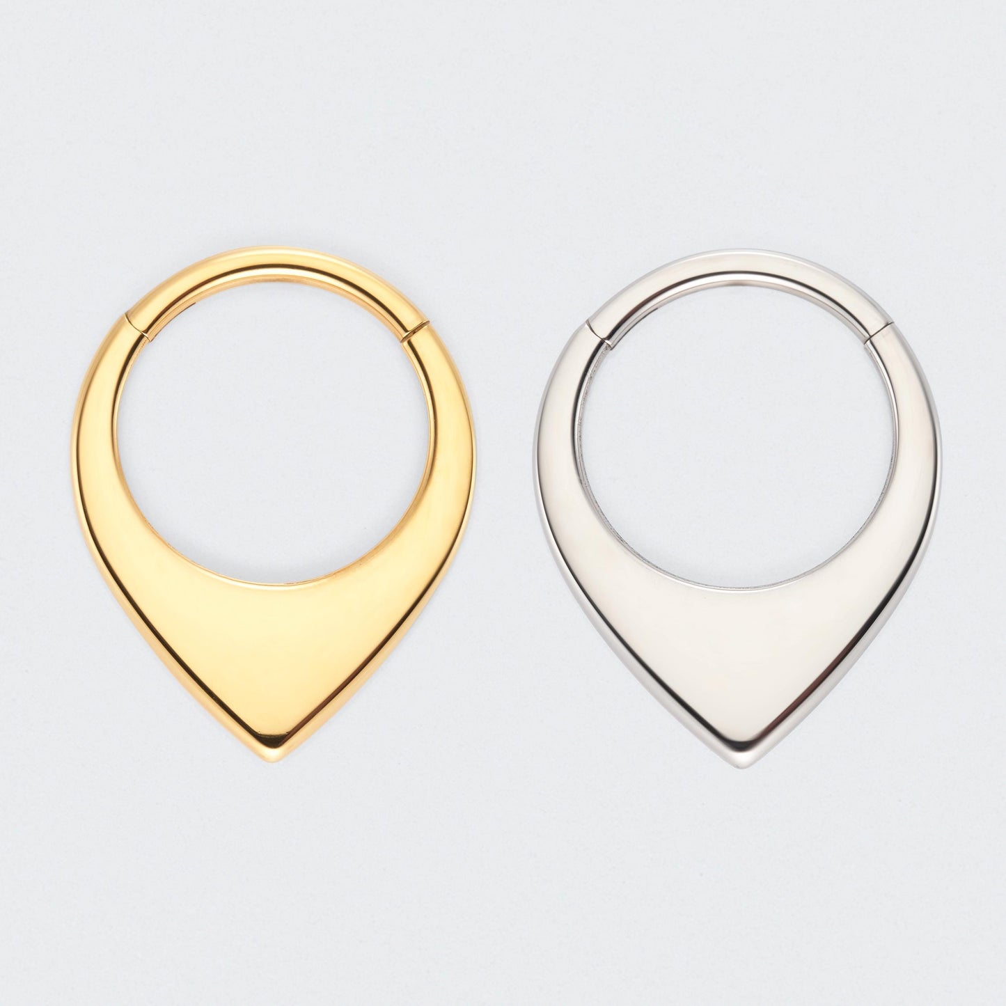 Teardrop Hinged Segment Hoop Ring in Silver - Titanium