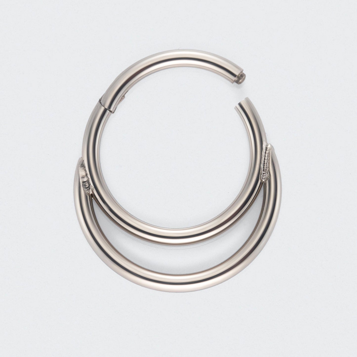 Double Hooped Hinged Segment Hoop Ring in Silver - Titanium