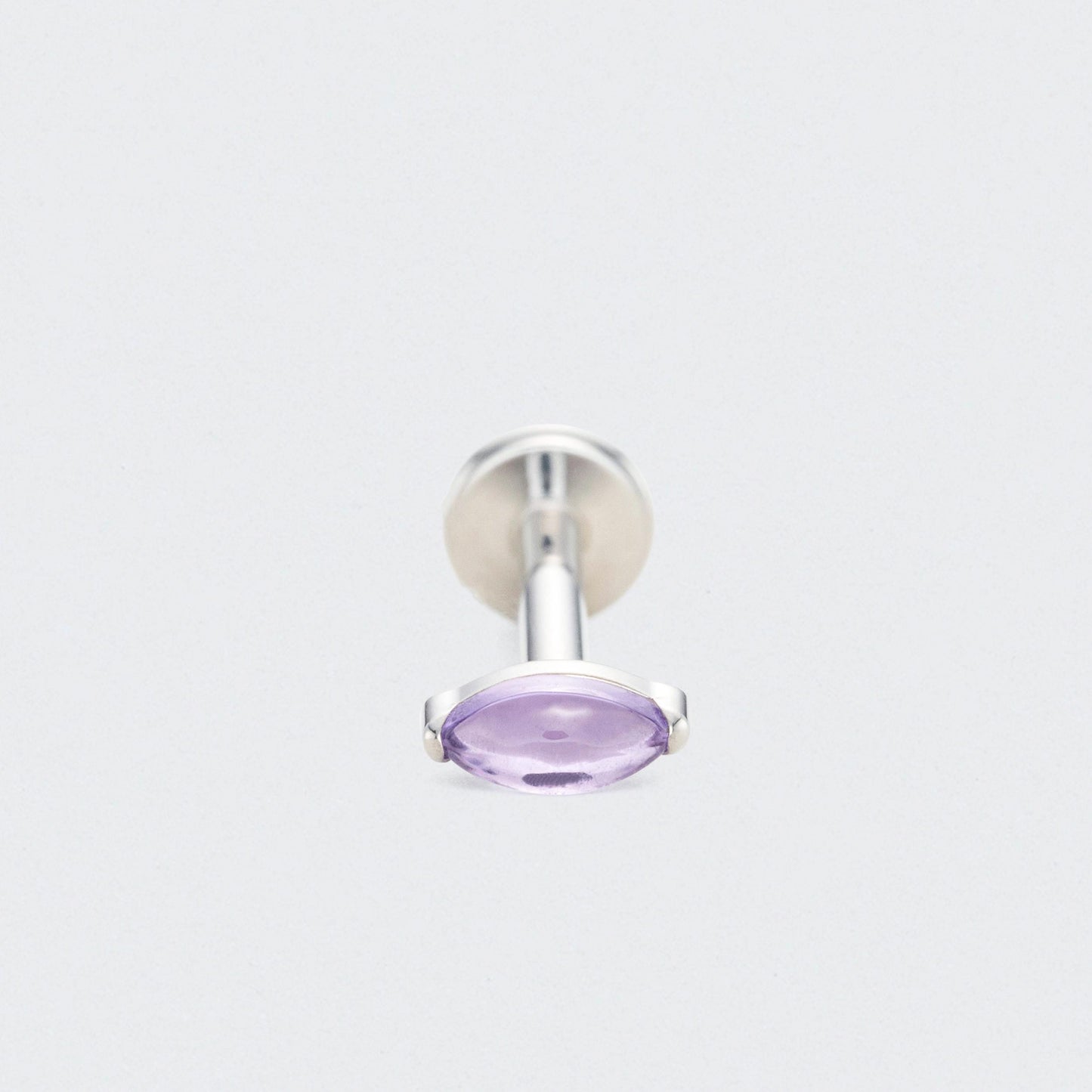 Single Marquise Amethyst Labret in Silver - Titanium
