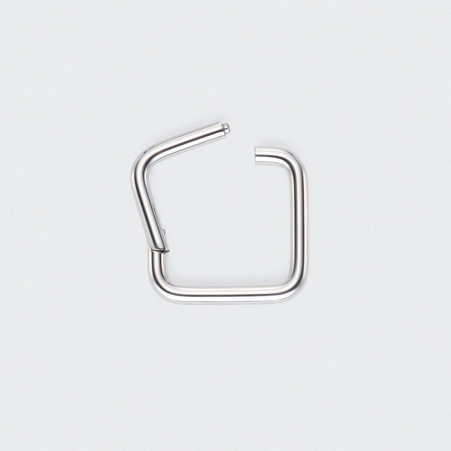 Square Shape Hinged Segment Hoop Ring in Silver - Titanium