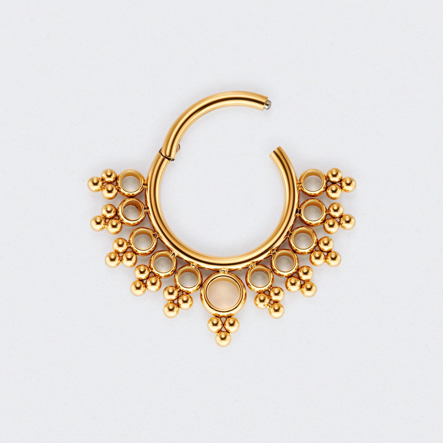Vintage-Inspired Filigree Segment Hoop Clicker Ring in Gold - Titanium