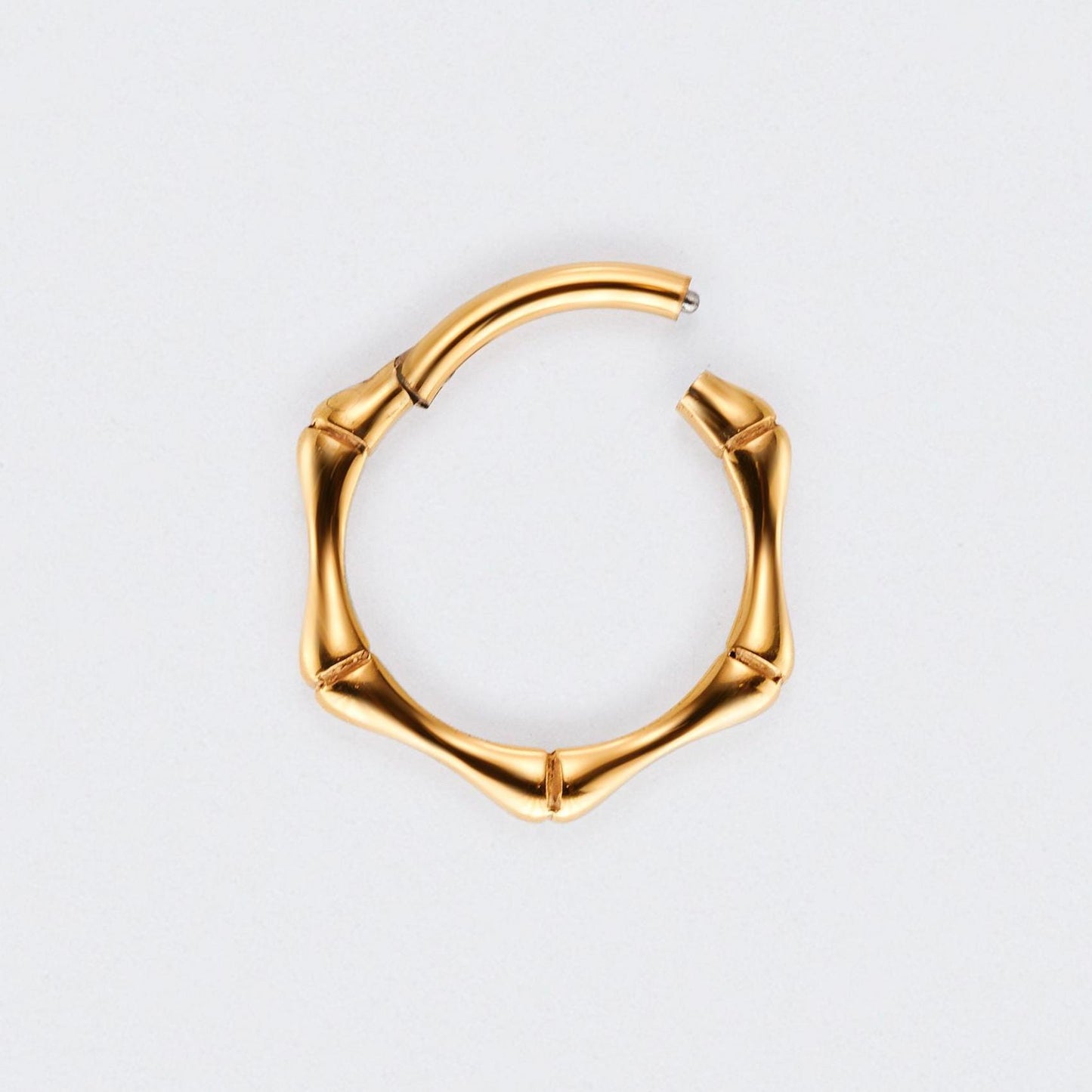 Bamboo Cut Hinged Segment Hoop Ring in Gold - Titanium
