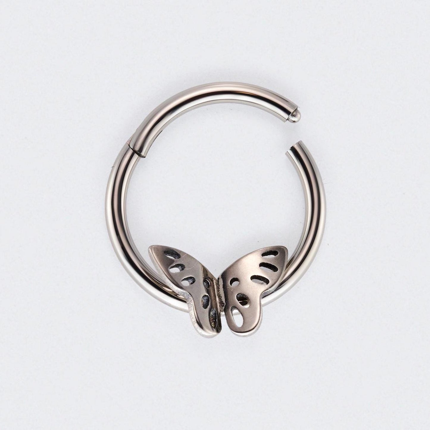 Butterfly Hinged Segment Hoop Ring in Silver - Titanium