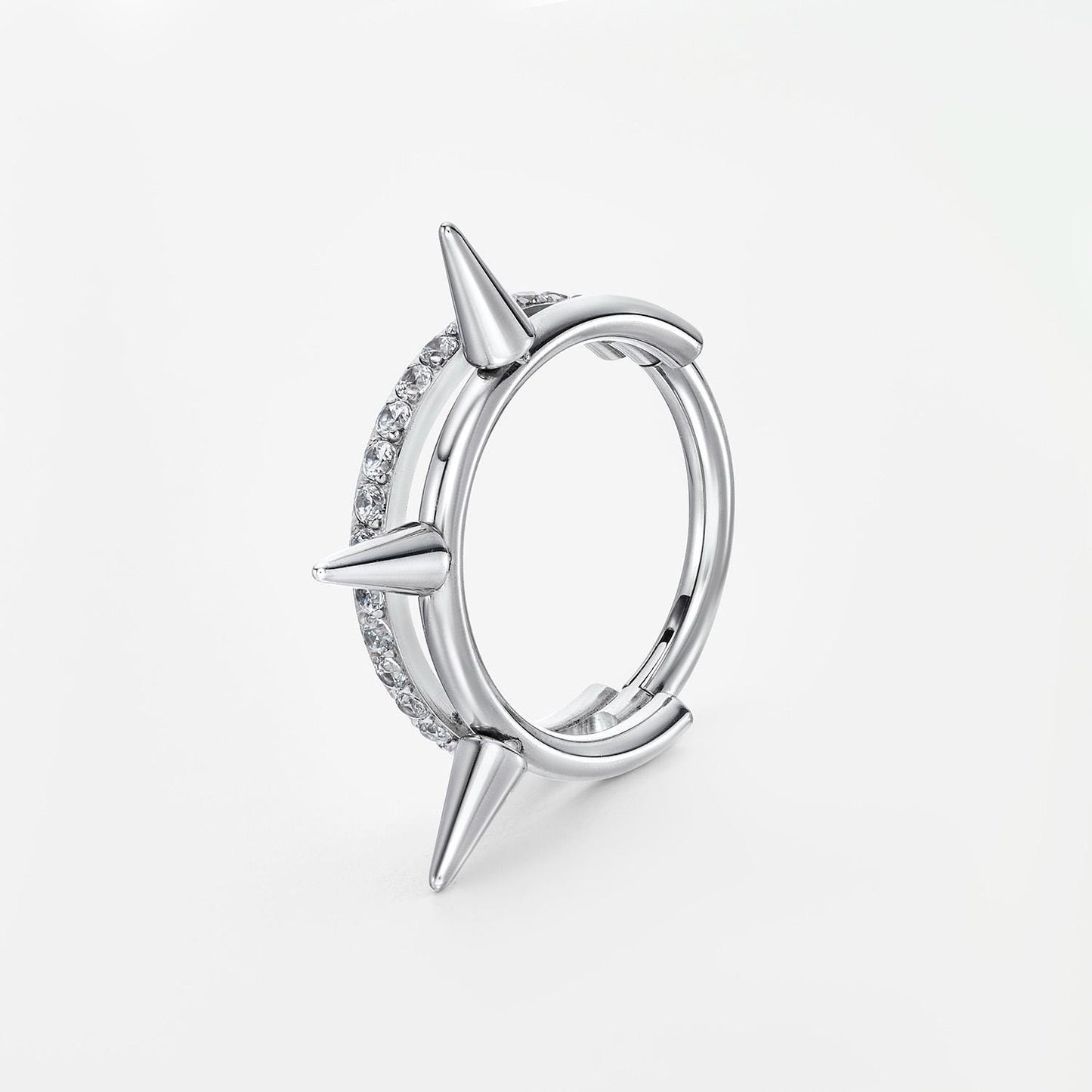 Nova Spike Segment Hoop in Silver - Titanium