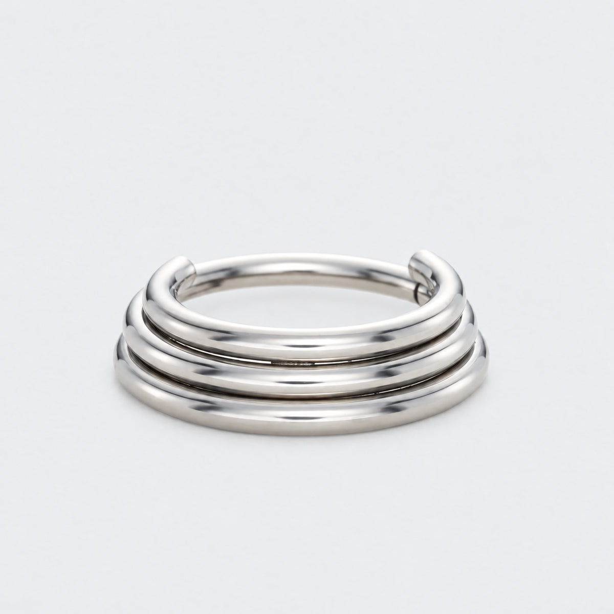 3 Tier Stacked Segment Hinged Clicker Ring in Silver - Titanium