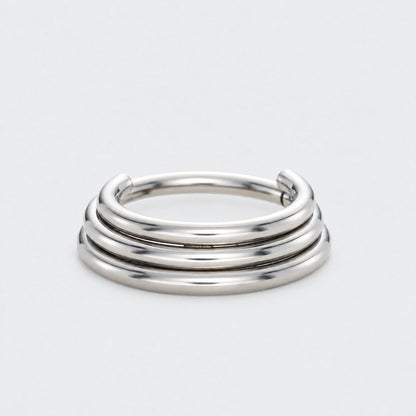 3 Tier Stacked Segment Hinged Clicker Ring in Silver - Titanium