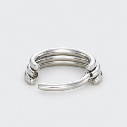 3 Tier Stacked Segment Hinged Clicker Ring in Silver - Titanium
