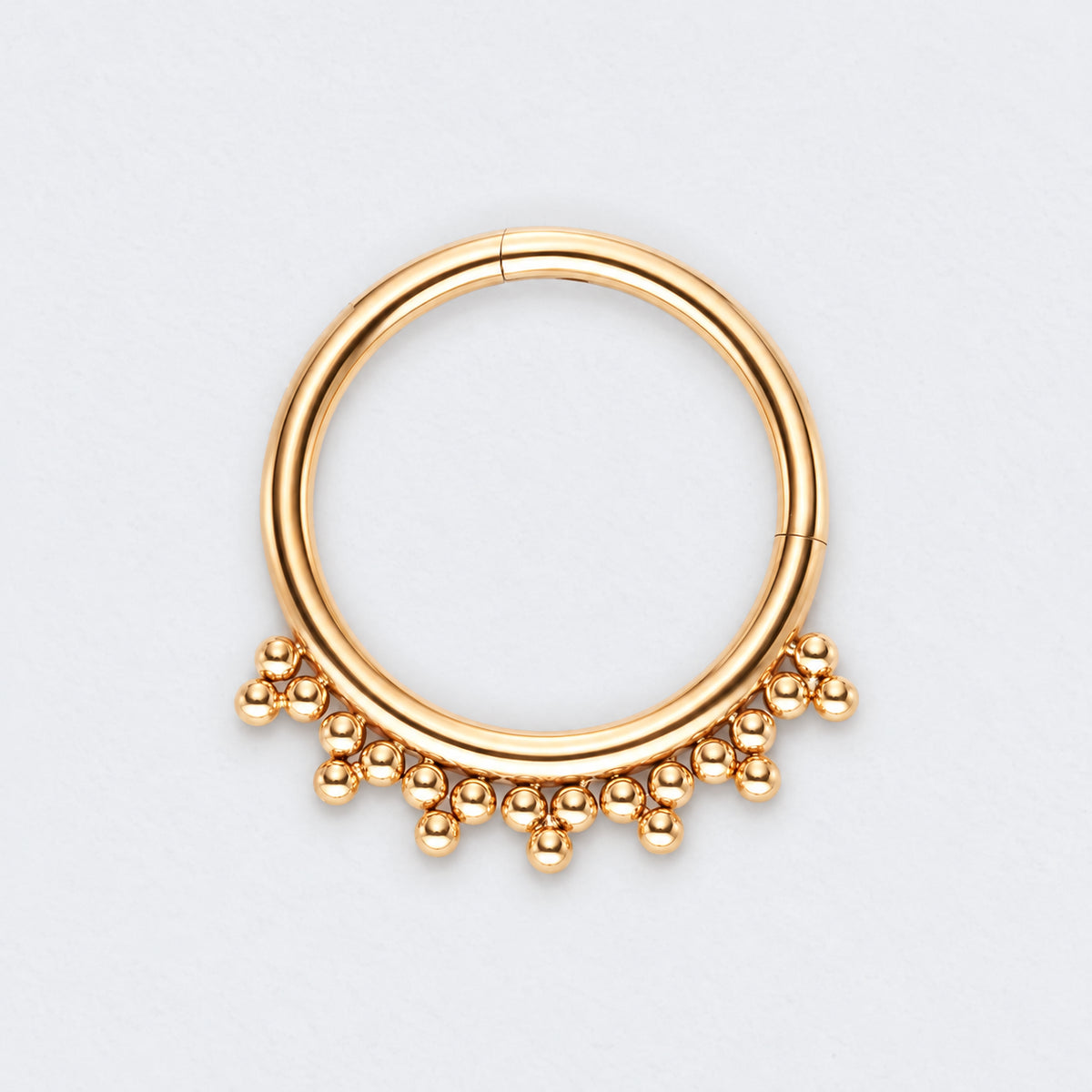 5 Tri-bead Clusters Hinged Segment Ring in Gold - Titanium