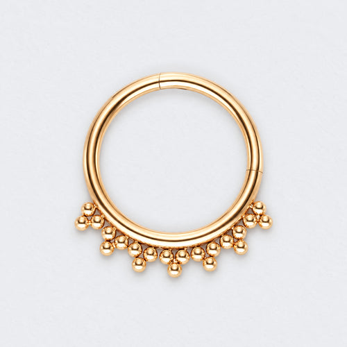 5 Tri-bead Clusters Hinged Segment Ring in Gold - Titanium