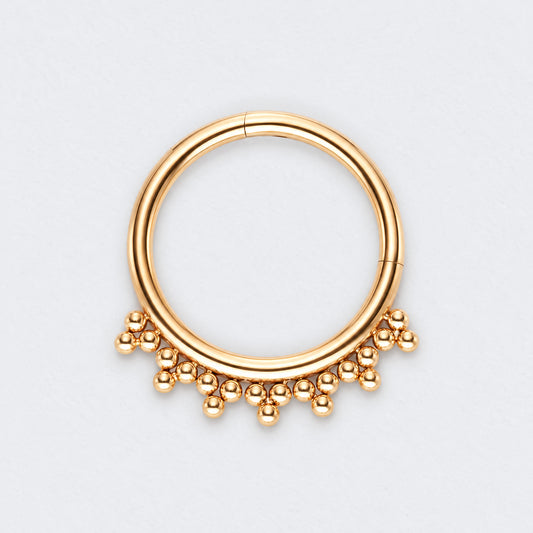 5 Tri-bead Clusters Hinged Segment Ring in Gold - Titanium