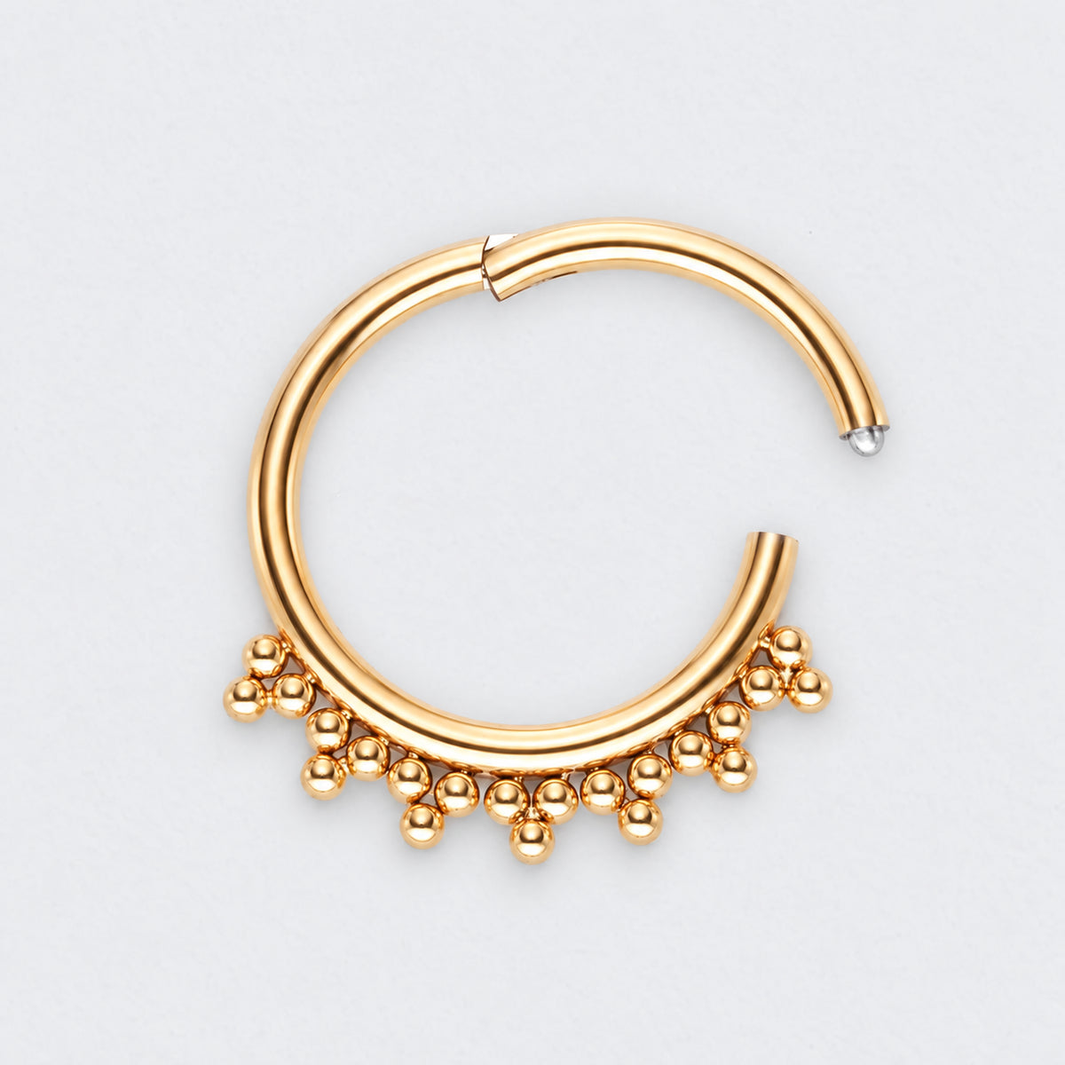 5 Tri-bead Clusters Hinged Segment Ring in Gold - Titanium