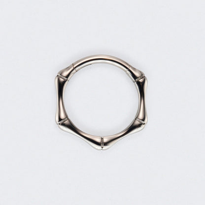 Bamboo Cut Hinged Segment Hoop Ring in Silver - Titanium