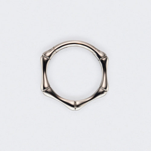 Bamboo Cut Hinged Segment Hoop Ring in Silver - Titanium