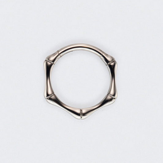 Bamboo Cut Hinged Segment Hoop Ring in Silver - Titanium