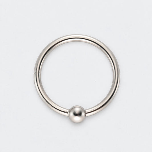 Ball Centre Hinged Segment Hoop Ring in Silver - Titanium