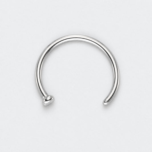 C Shape Nose Stud Flat End in Silver - Titanium