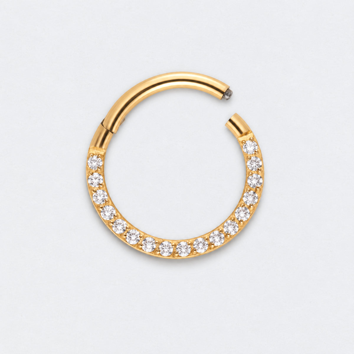 CZ Front Facing Segment Hinged Clicker Ring in Gold - Titanium