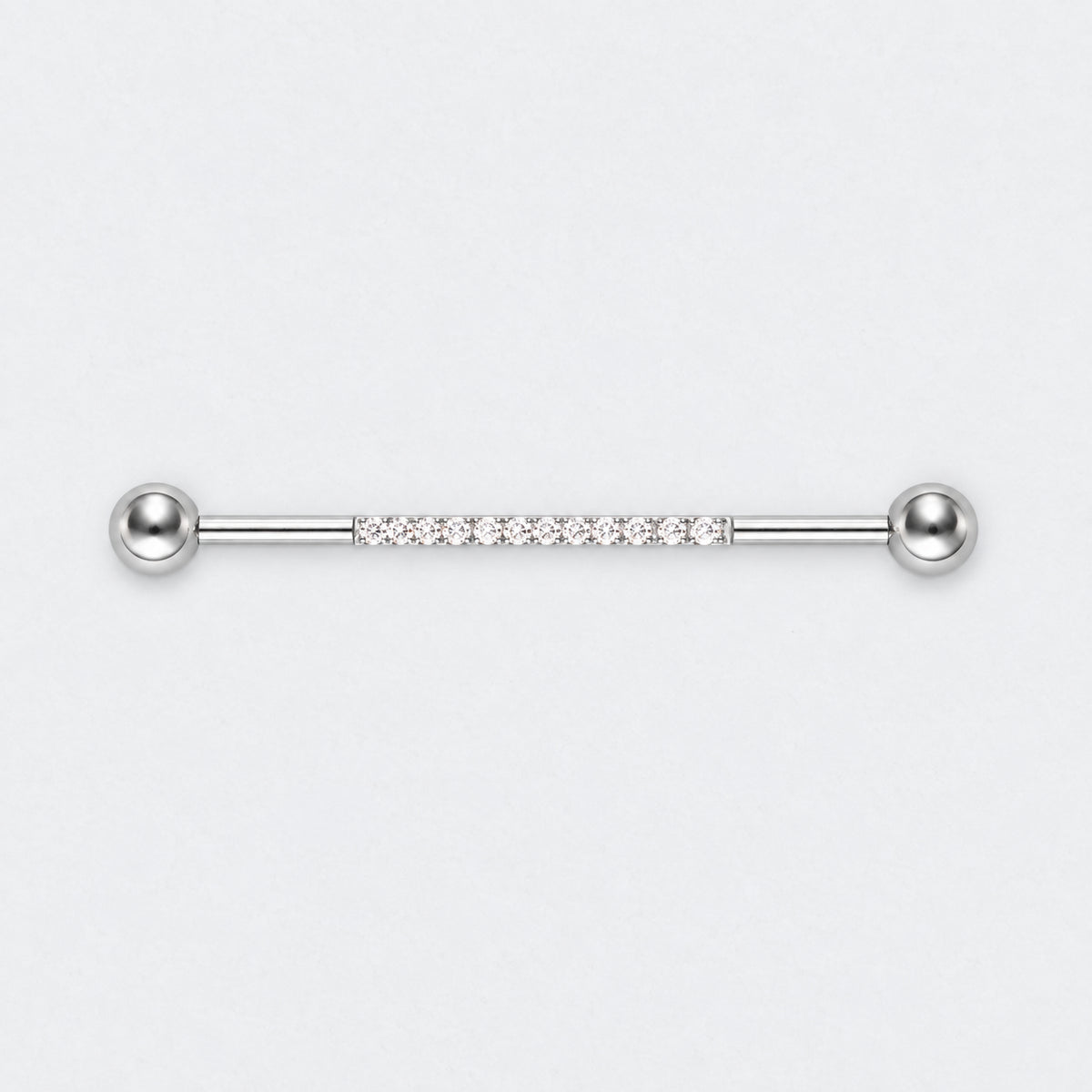 CZ Paved Pole Industrial Barbell in Silver - Titanium