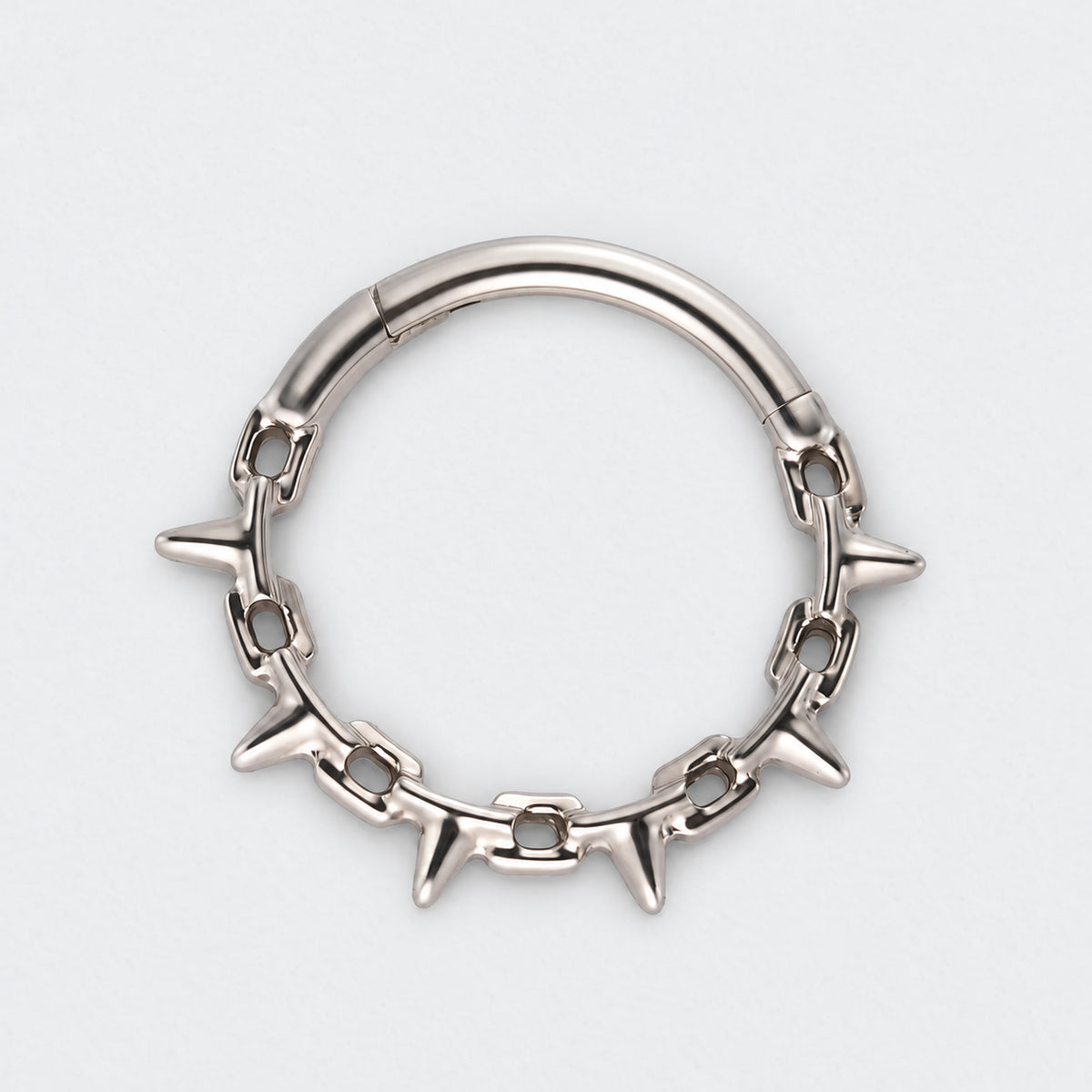 Chain & Spike Hinged Segment Hoop Ring in Silver - Titanium