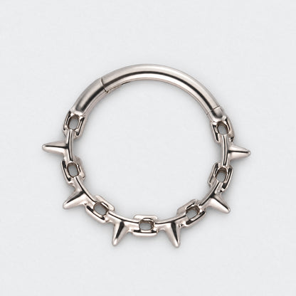 Chain & Spike Hinged Segment Hoop Ring in Silver - Titanium