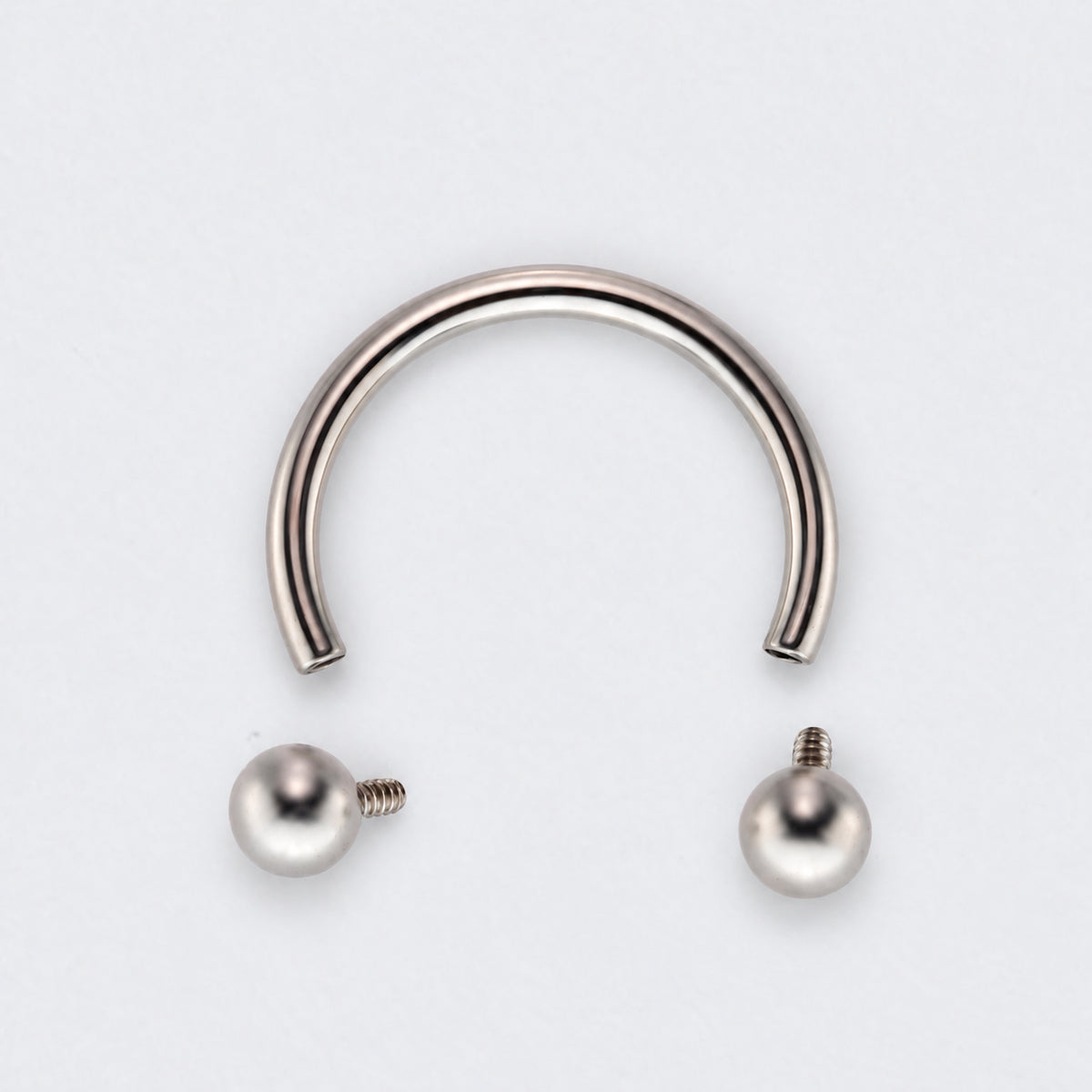 Circular Barbell with Balls Horseshoe in Silver - Titanium