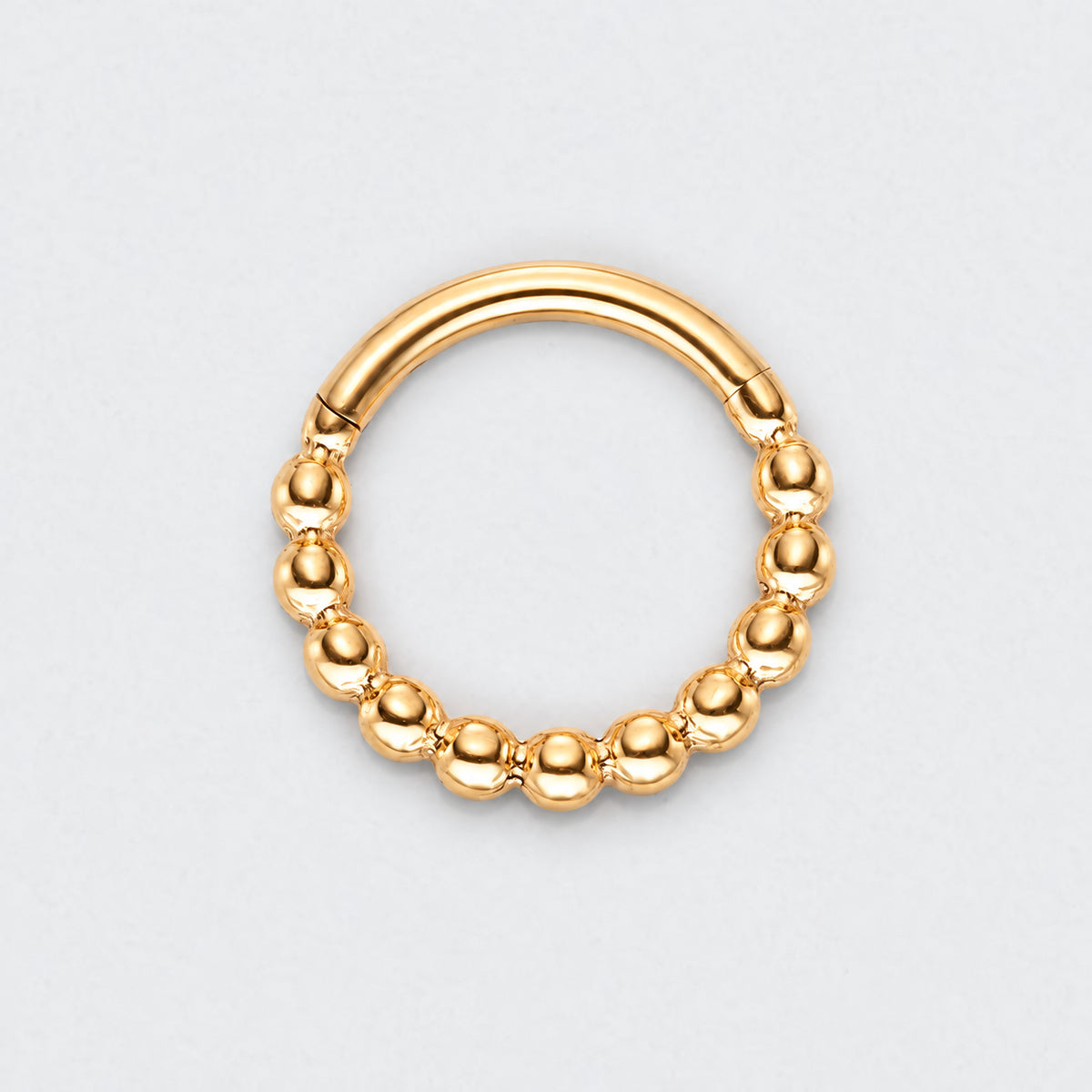 Cluster of Beads Hinged Segment Hoop Ring in Gold - Titanium