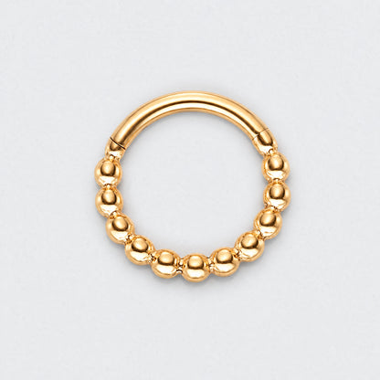 Cluster of Beads Hinged Segment Hoop Ring in Gold - Titanium