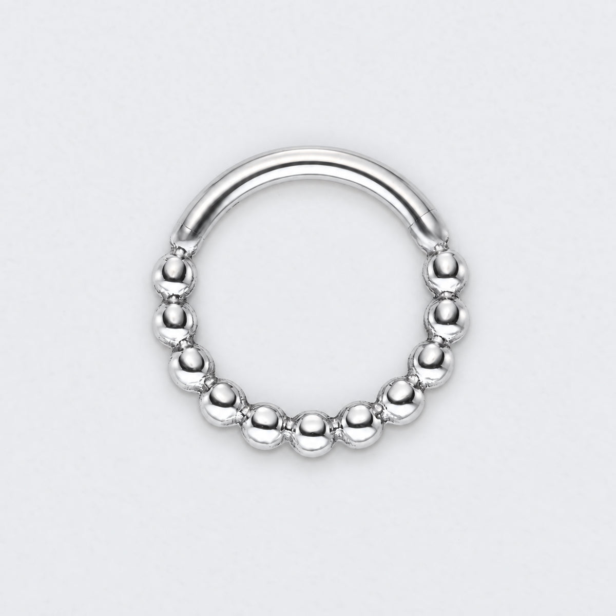 Cluster of Beads Hinged Segment Hoop Ring in Silver - Titanium