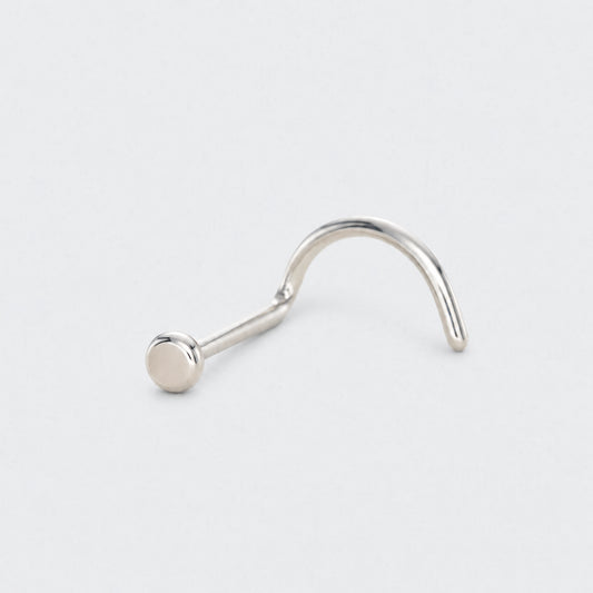 Curved Nose Screw Shape Flat Top Nose Stud in Silver - Titanium