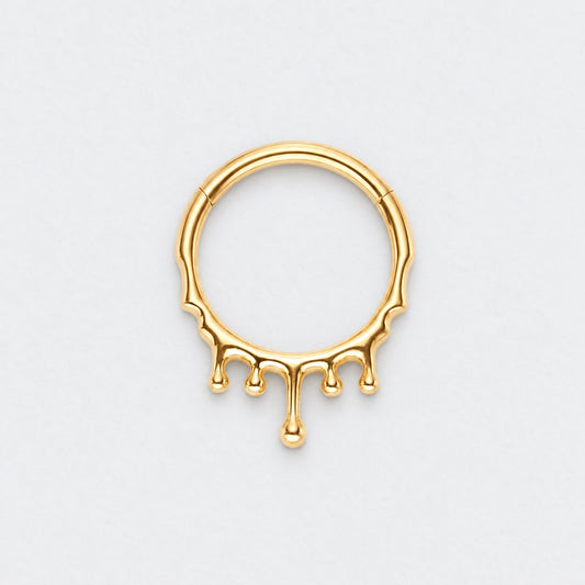 Drip Hinged Segment Hoop Ring in Gold - Titanium