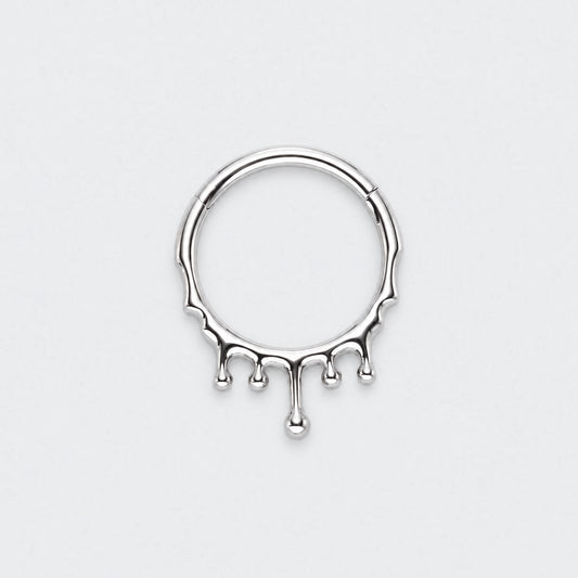 Drip Hinged Segment Hoop Ring in Silver - Titanium
