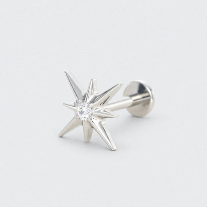 Eternal Star CZ Centre Labret in Silver - Titanium