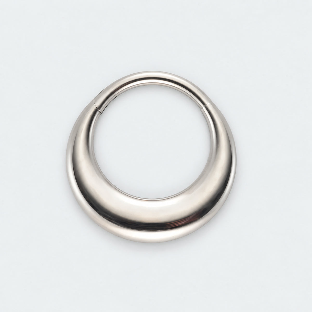 Fake Gauged Chunky Moon Segment Ring in Silver - Titanium