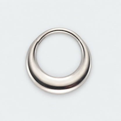 Fake Gauged Chunky Moon Segment Ring in Silver - Titanium