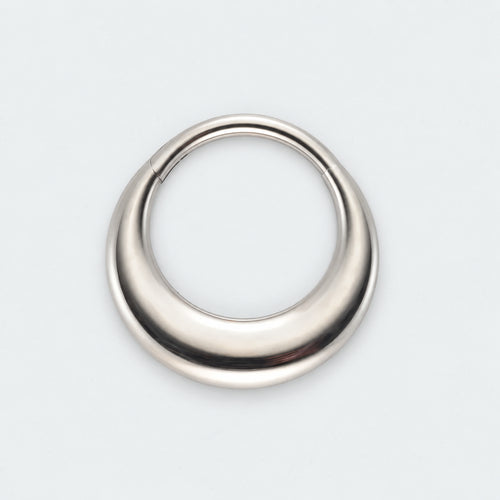 Fake Gauged Chunky Moon Segment Ring in Silver - Titanium