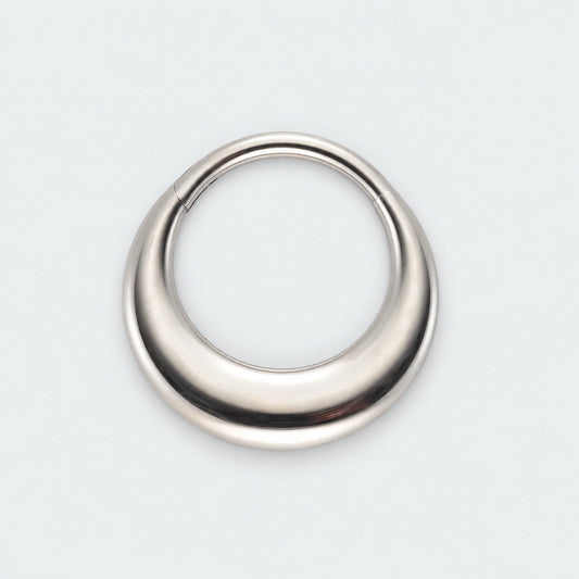 Fake Gauged Chunky Moon Segment Ring in Silver - Titanium