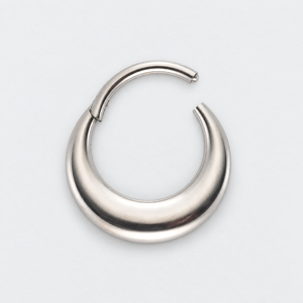 Fake Gauged Chunky Moon Segment Ring in Silver - Titanium