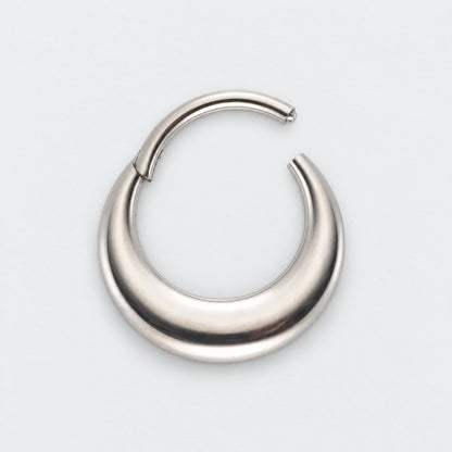 Fake Gauged Chunky Moon Segment Ring in Silver - Titanium