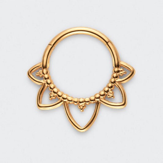 Floral Face Segment Clicker Ring in Gold - Titanium