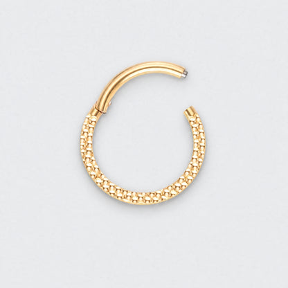 Front Face Cut Hinged Segment Ring in Gold - Titanium
