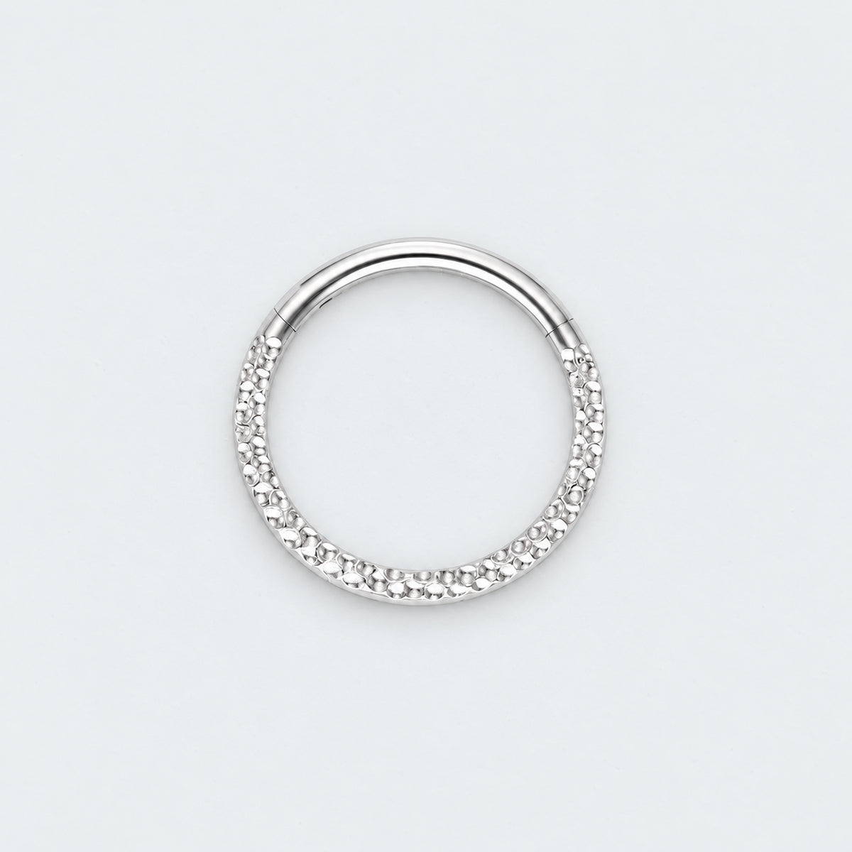 Front Face Cut Hinged Segment Ring in Silver - Titanium