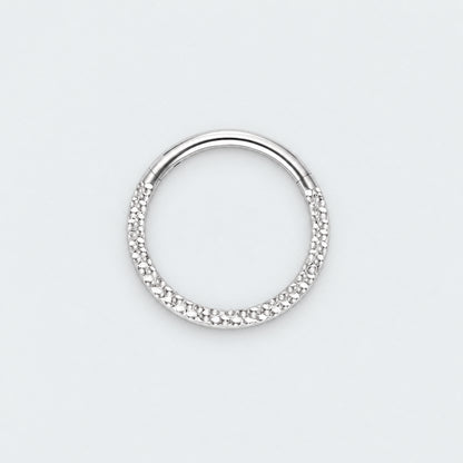 Front Face Cut Hinged Segment Ring in Silver - Titanium